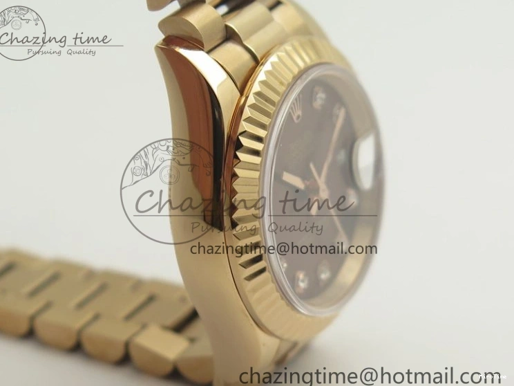MiroTime 0412 DateJust 28mm RG BP Maker Best Edition Brown Diam Dial Fluted Bezel On RG Bracelet ETA TopPick 3441